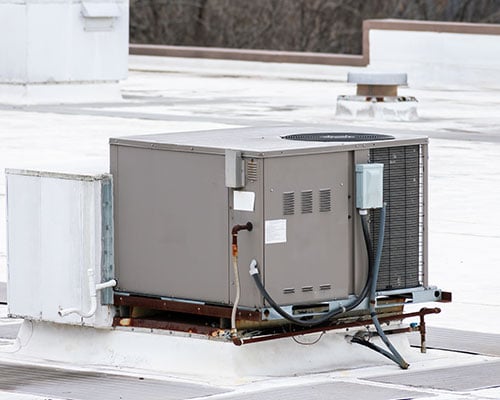 Rooftop air conditioner on a commercial building