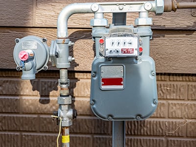 Gas meter on a house