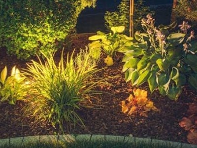 Landscape lighting on a home