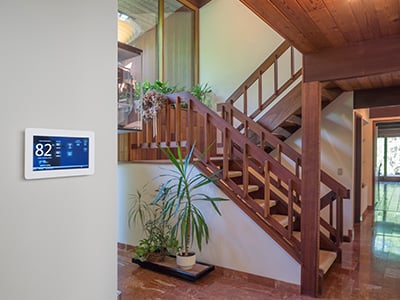 Thermostat on a wall